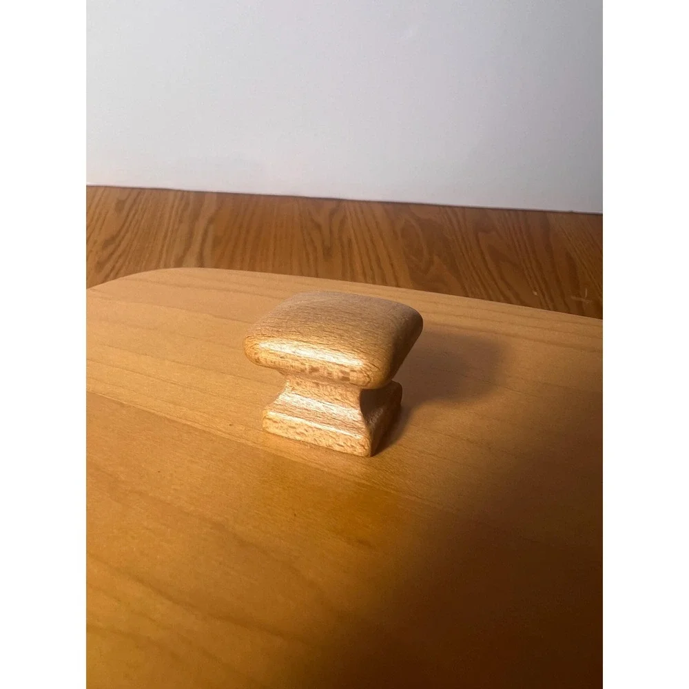 Longaberger WoodCrafts Small Rectangular Wooden Basket Lid w Knob Maple Wood